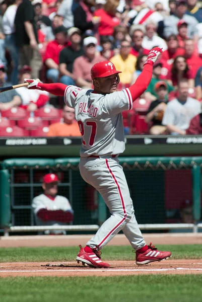 Infielder Filadelfia Placido Polanco Golpeó Contra Los Rojos Cincinnati Abril —  Fotos de Stock