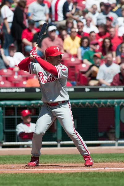 Infielder Filadelfia Placido Polanco Golpeó Contra Los Rojos Cincinnati Abril —  Fotos de Stock