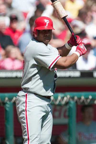 Philadelphia Phillies Bobby Abreu Acción Contra Los Rojos Cincinnati Abril — Foto de Stock