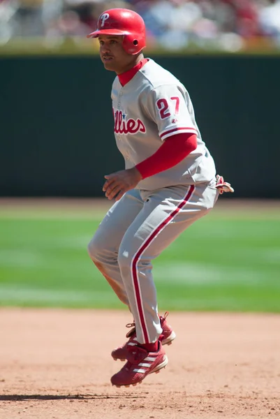 Infielder Filadelfia Placido Polanco Acción Contra Los Rojos Cincinnati Abril — Foto de Stock