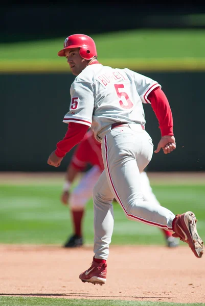 Philadelphia Phillies Pat Burrell Acción Contra Los Rojos Cincinnati Abril — Foto de Stock