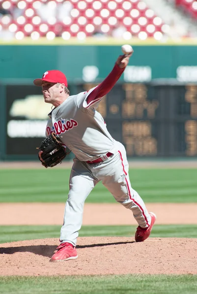 Filadélfia Phillies Arremessador Rheal Cormier Arremessando Contra Cincinnati Reds Abril — Fotografia de Stock