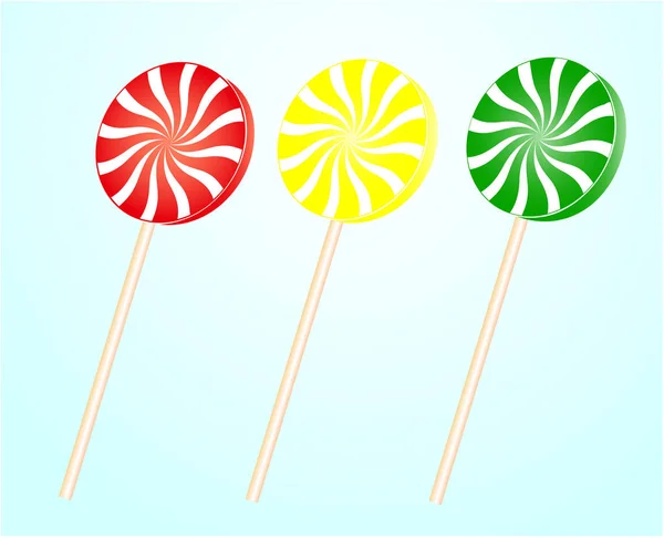 Lollipops isolated , close-up.Vector illustration of different sweets — Stock Vector
