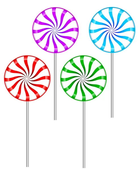Lollipops collection. Candy on stick with twisted design. Vector illustration — Stock Vector