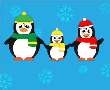 sevimli penguen aile. vektör çizim