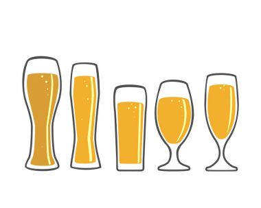 A set of beer glasses and beer mugs icons. Vector design elements for printing and web clipart