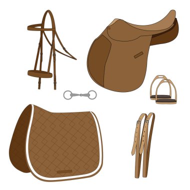 set for riding, hand-drawing vector illustration clipart