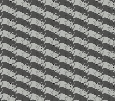 Gri gergedanın kusursuz deseni, Escher stilinde tessellasyon.
