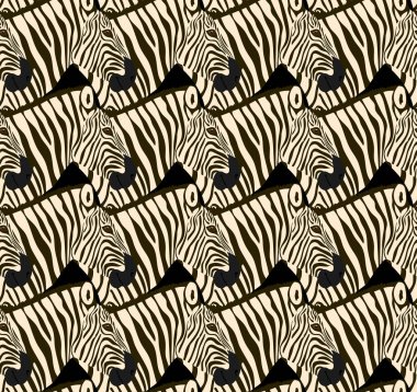 Gerçekçi zebra başları ve tessellasyonu olan kusursuz bir desen..