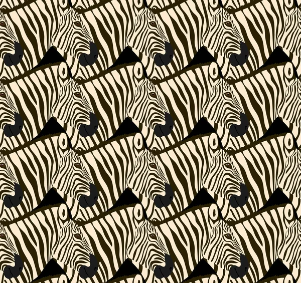Seamless pattern with realistic zebra heads, tessellation. — Stock Vector
