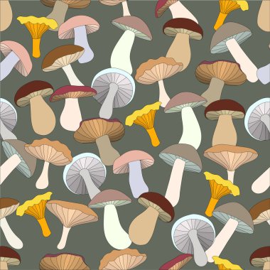 Yenebilir mantarlı kusursuz desen. Vektör illüstrasyon EPS 10