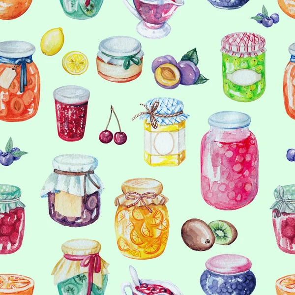 Watercolor  background pattern with jams