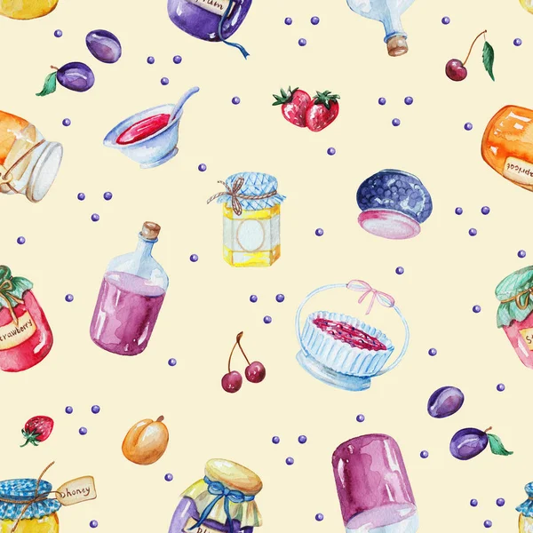 Watercolor background pattern with jams