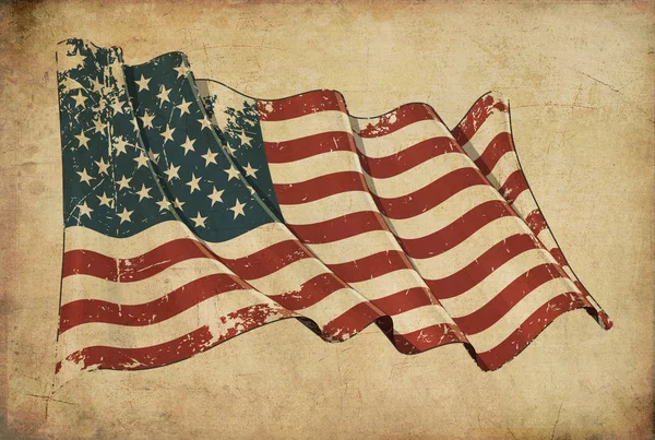 Vlag van de Amerikaanse Grunge getextureerde achtergrondbehang — Stockfoto