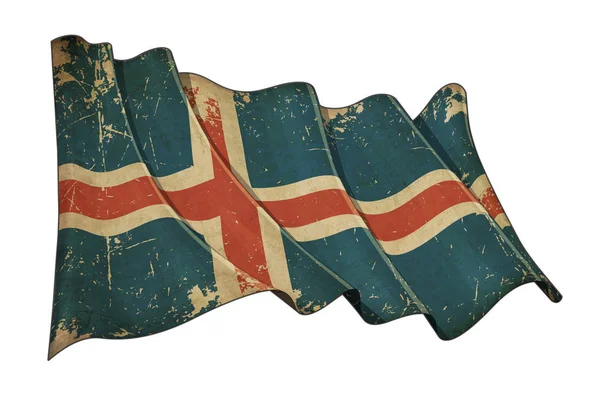 Bandiera graffiata islandese invecchiata — Foto Stock