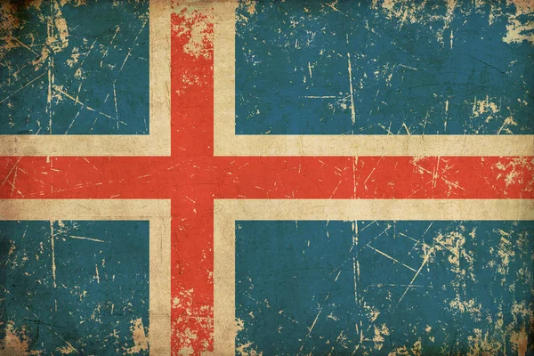 Islandská vlajka plochý věku — Stock fotografie