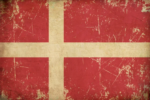 Bandeira dinamarquesa Flat Aged — Fotografia de Stock