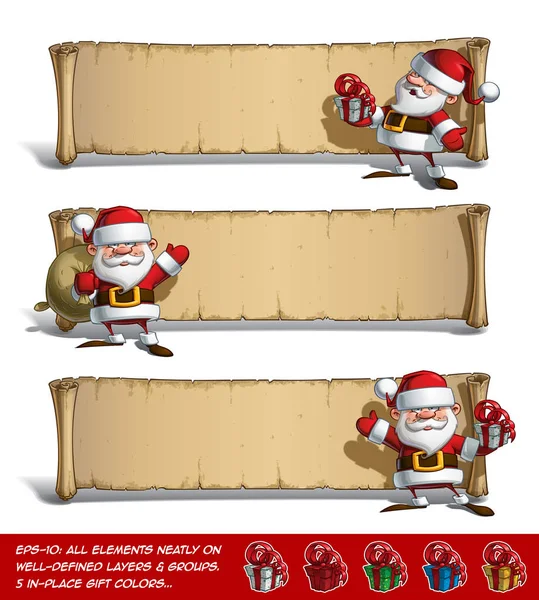 Glücklich Weihnachtsmann Papyrus - Geschenk-Set — Stockvektor