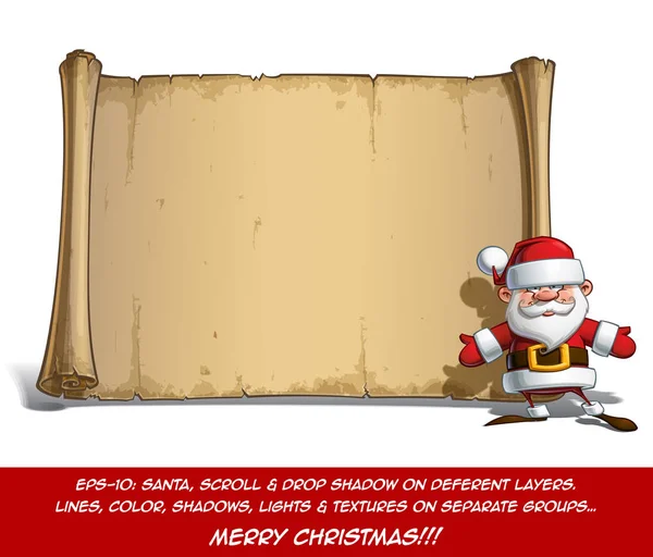 Happy Santa Scroll - Open Hands — Stock Vector