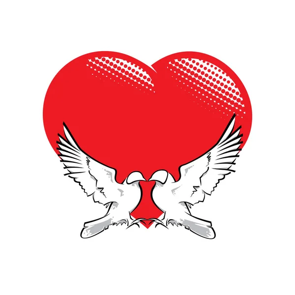 Amor Pájaros dando forma a un corazón — Vector de stock