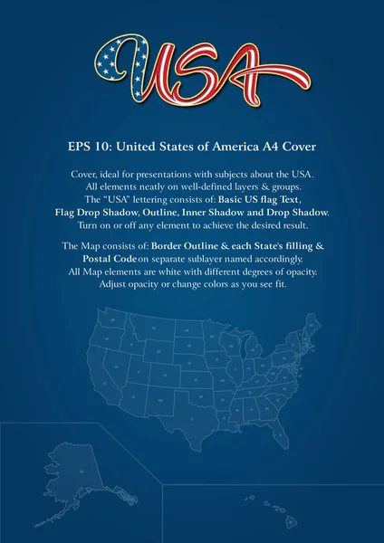 Estados Unidos da América A4 Cover — Vetor de Stock