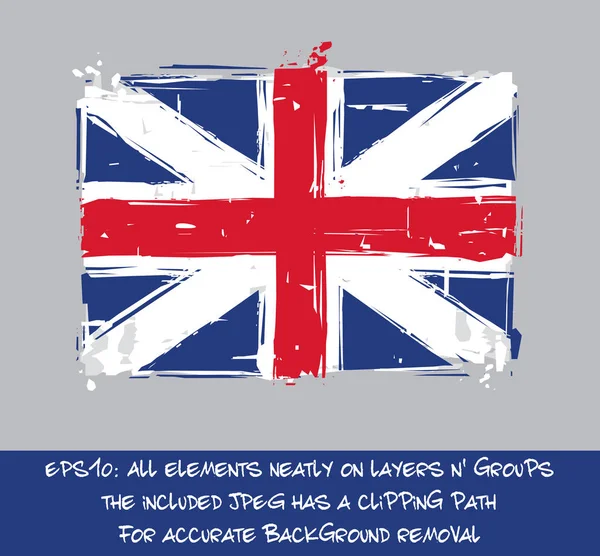 Révolution américaine drapeau britannique plat - pinceau artistique coups a — Image vectorielle