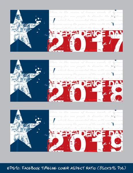 Texasan vlajky nezávislost den timeline cover - umělecký štětec Stro — Stockový vektor