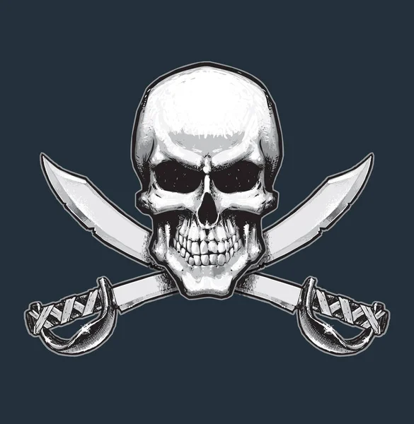 海賊頭蓋骨と剣 — ストックベクタ