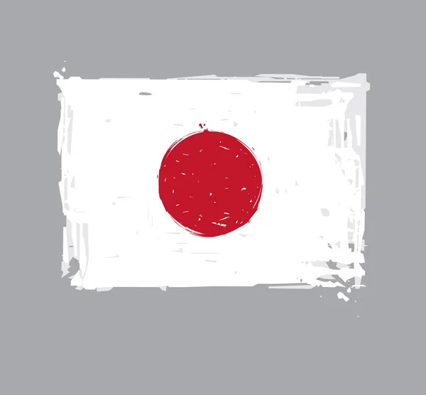 Bandeira Japanesa Flat - Pinceladas artísticas e respingos — Vetor de Stock