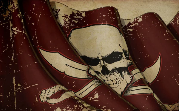 海賊頭蓋骨と剣を振ってフラグ古いパプにフラグを設定します。 — ストック写真