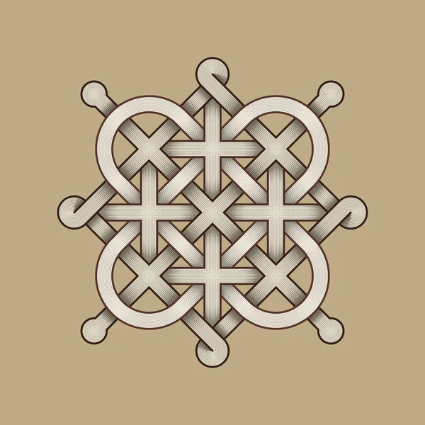 Noeud celtique - Gravé - Chaîne simple - Tiges diagonales — Image vectorielle