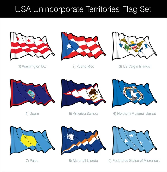 Estados Unidos - Estados Asociados Libres y Bandera de Territorios No Incorporados — Archivo Imágenes Vectoriales