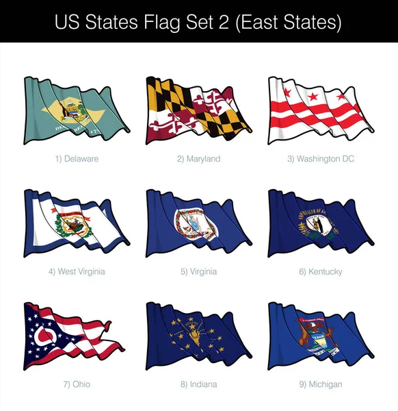 US-Staaten Flagge gesetzt - Osten — Stockvektor