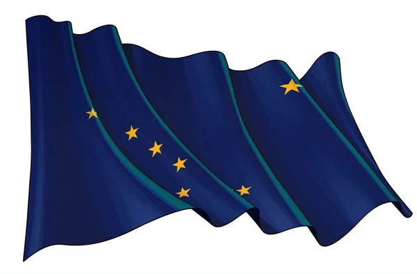 Vlnící se vlajka státu Aljaška — Stockový vektor