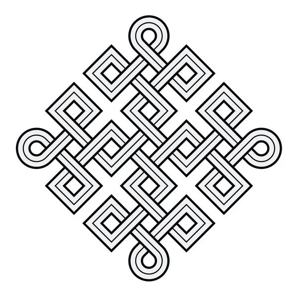 北欧北欧维京人结的矢量图解 具有交织的金色雕刻线条的神秘装饰符号 分门别类的层次结构中的线条 雕刻和整齐填色 — 图库矢量图片
