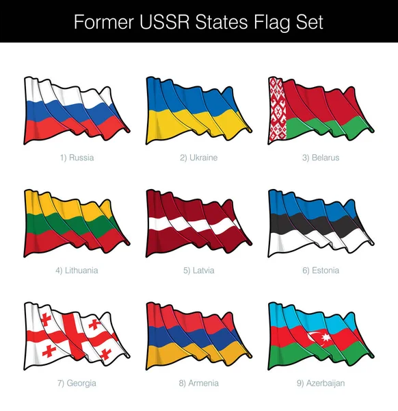 Ehemalige Sowjetunion Schwenkt Flagge Das Set Enthält Die Flaggen Russlands — Stockvektor