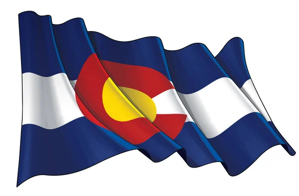 Illustrazione Vettoriale Una Bandiera Sventolante Dello Stato Del Colorado Tutti — Vettoriale Stock