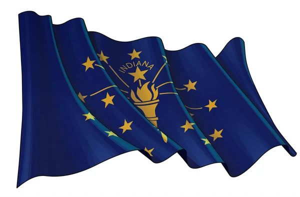 Ilustración Vectorial Una Bandera Ondeante Del Estado Indiana Todos Los — Archivo Imágenes Vectoriales