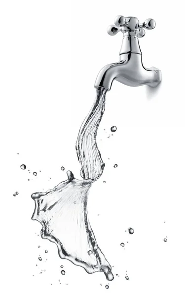 Twisted Water Splash Flowing Out Tap — Stock Photo, Image