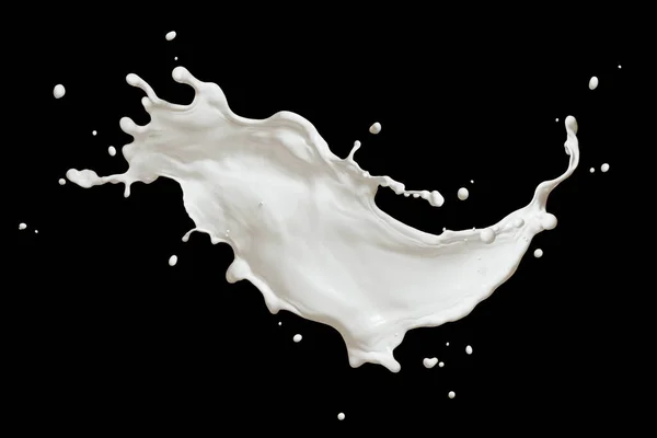 Молоко Або Білі Рідкі Бризки Ізольовані Чорному Фоні — стокове фото