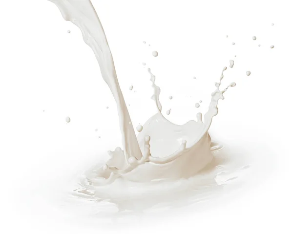倒入牛奶或白液产生飞溅 — 图库照片