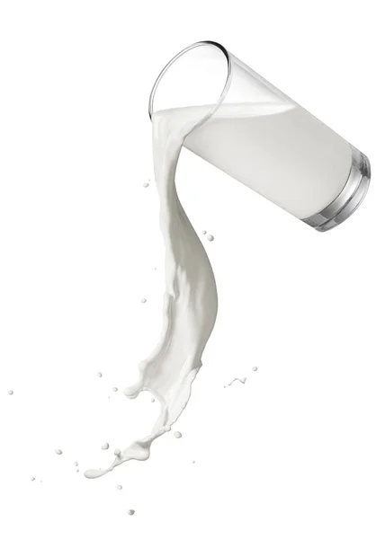 Glass Spilling Milk Twisted Splash — Stock Photo, Image