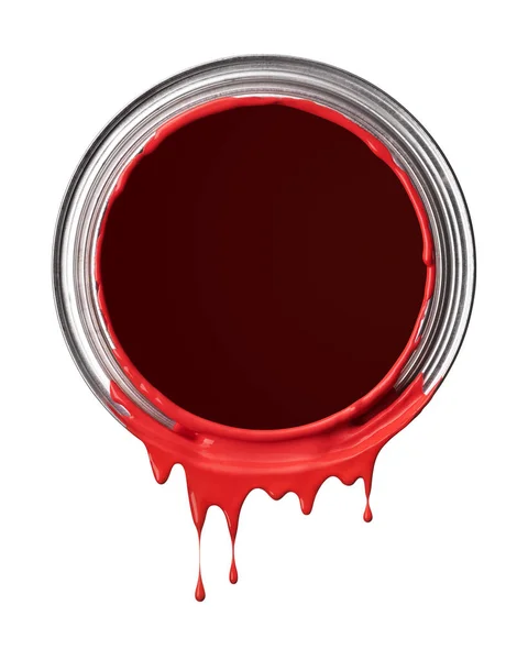 用水滴从锡里倒出红色油漆 — 图库照片