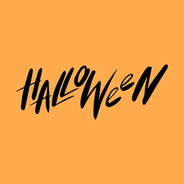 Negro letras de Halloween en fondo naranja — Vector de stock