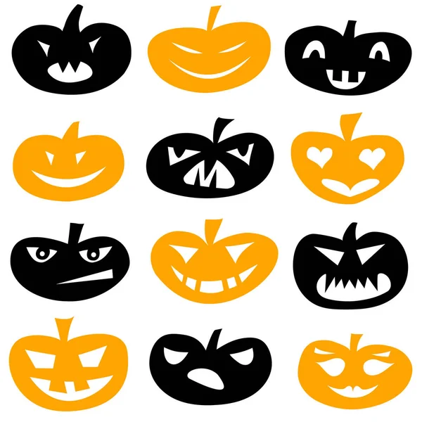 Silhouettes de citrouilles Halloween — Image vectorielle