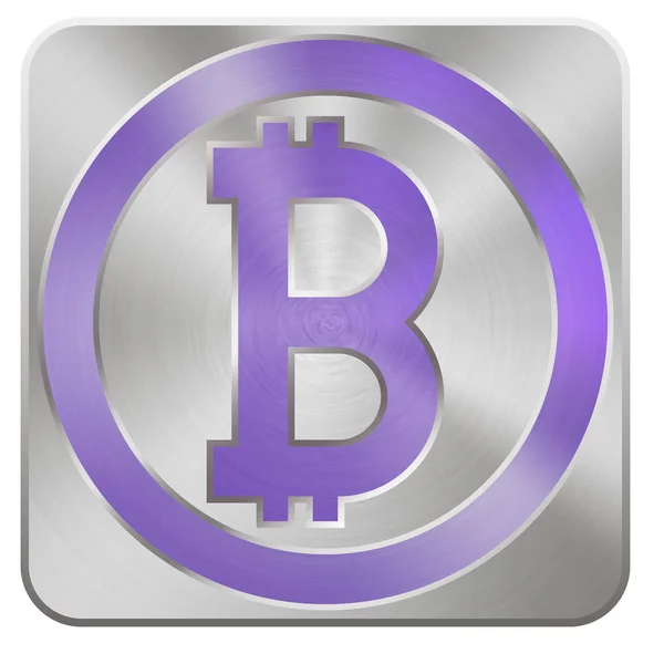 Metal internet MEB stilde gümüş düğmesindeki mor bitcoin