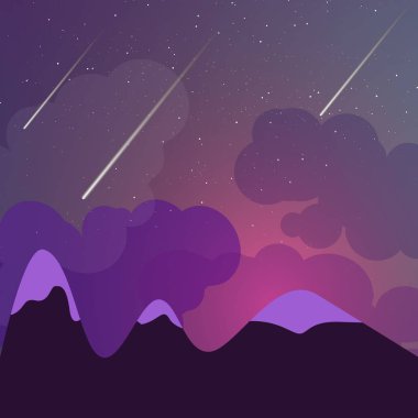 Starfall Dağları nın gece gökyüzünde