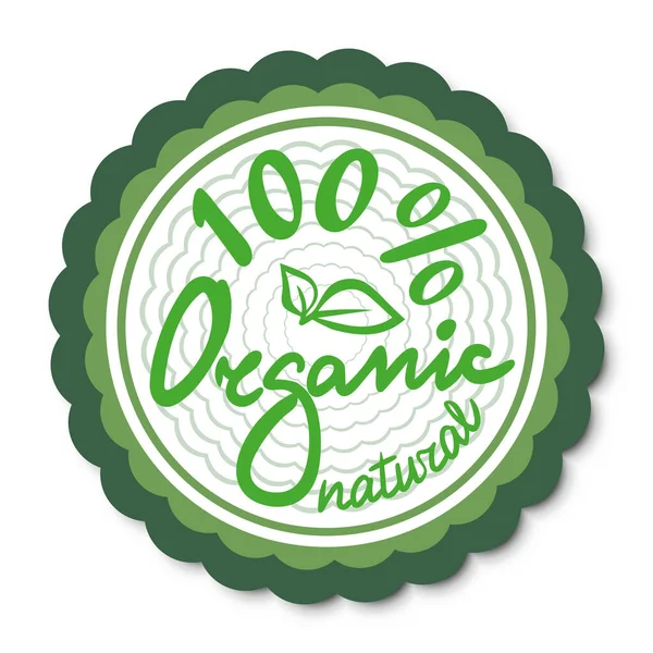 Organik İçindekiler% 100 yeşil amblem simgesi beyaz arkaplanda izole