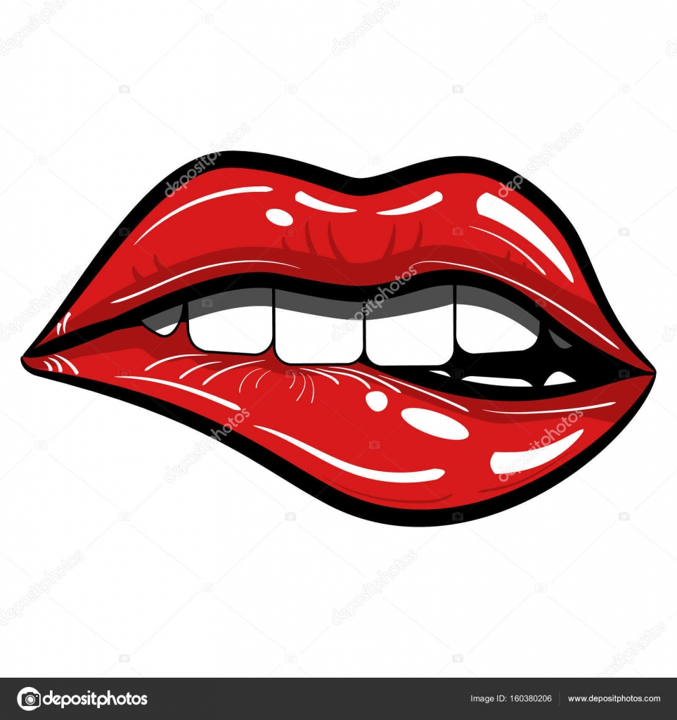 Immagini vettoriali stock di Mordere le labbra | DepositPhotos, image size:963x1024
