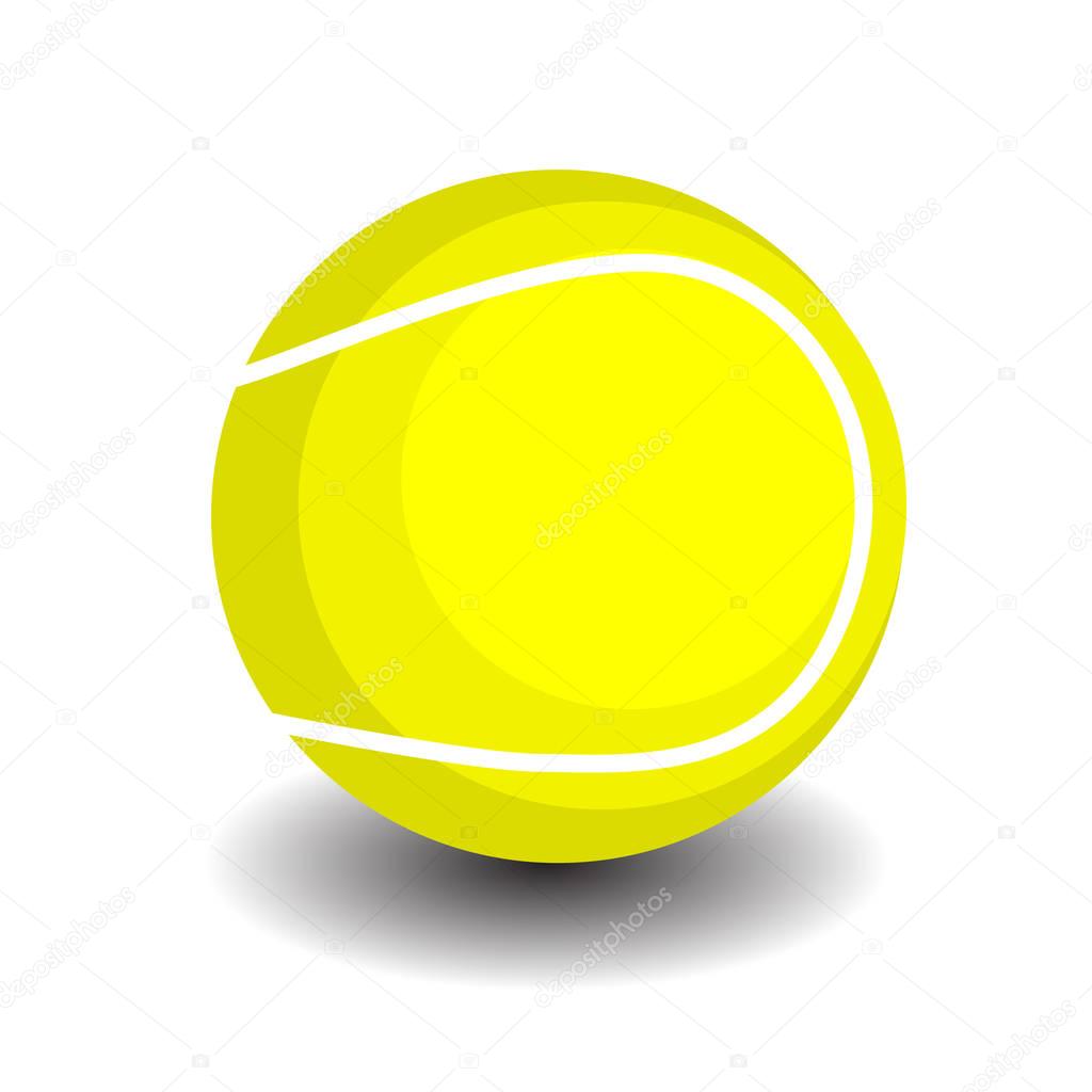 Yellow Tennis Ball Icon with Shadow Isolated